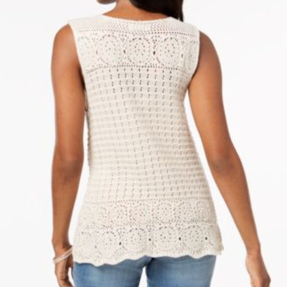 Style & Co. Tops - Style & Co Sleeveless Crochet Top, Petite Small, White